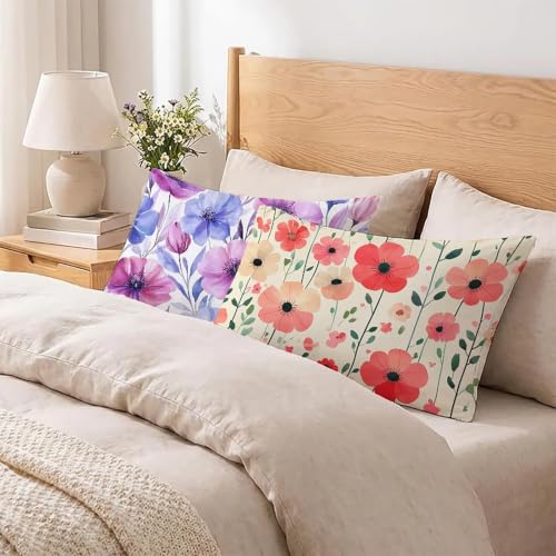 Taie oreiller rouge et violet housse de coussin 40 x 60 cm cadeau maison - 4