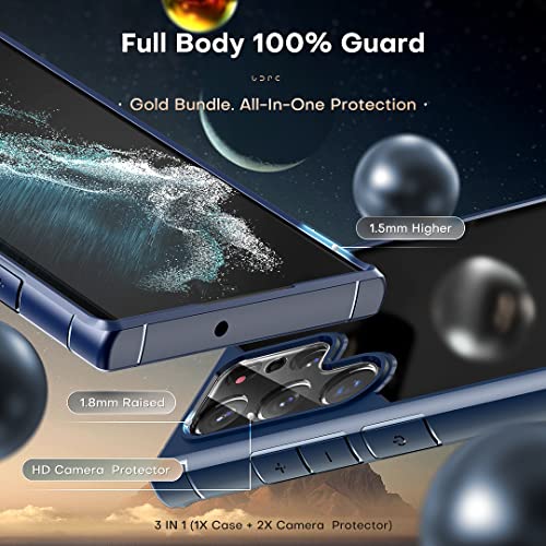 Image of TOCOL for Samsung Galaxy S22 Ultra Case, Translucent Matte Hard Back [Military Grade Shockproof] [Anti-Scratch & Anti-Fingerprint] Slim Fit Protective Cover for Galaxy S22 Ultra Case 6.8'', Navy Blue