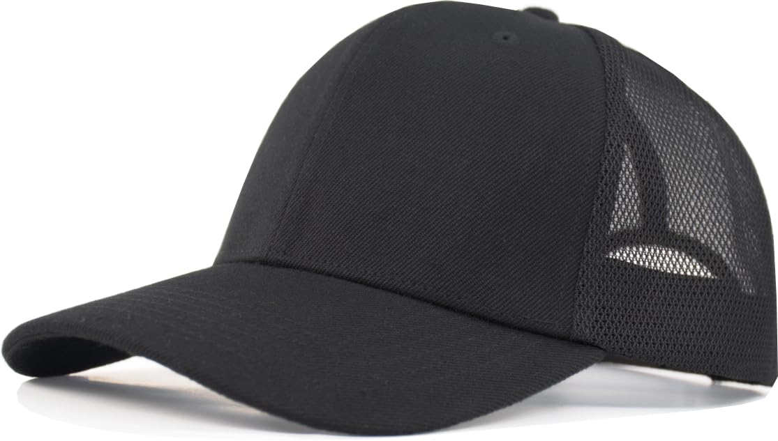 AOSMI XL,XXL,XXL Snapback Big Head Size Trrucker Hat Mesh Back Baseball Cap Black