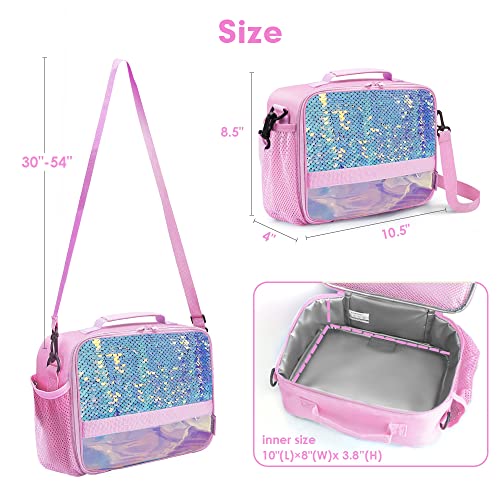 Kids Lunch Box Insulated Kids Lunch Bag,Lunch Box For Girls With Strap And Bottle Holder,Lunch Box For Kids, Toddler Lunch Box With Zipper-Pockets,Girls Lunch Box Keep Food Cold&Warm For Long Time #TOP5