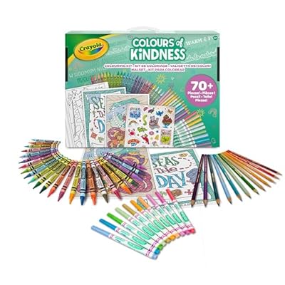 CRAYOLA - Colours of Kindness  Maletín de Colores  Más de 70 Piezas  Rotuladores  Lápices de Cera  Lápices  Hojas para Colorear  Pegatinas  a Partir de 4 años  04-2941