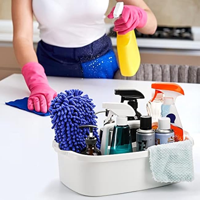 TOPZEA Large Plastic Cleaning Supplies Caddy, Cleaning Supply Organizer Bucket for Dorm Bathroom Kitchen