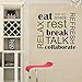 Edvoynlm Break Room Decor Break Room Decals Eat Wall Decal Kitchen Wall Decals Break Room Decals for Wall Break Room Wall Decor Break Room Wall Stickers Eat Time Out Snack Rest Break for Break Room