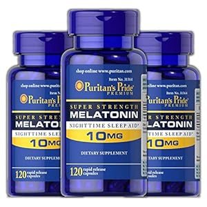 Puritan’s Pride Melatonin 10 mg Sleep aid Relax Sleep Pill 120 Capsules (3-Pack)