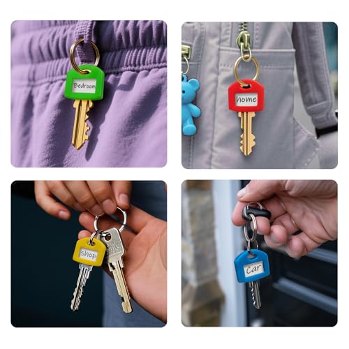 Coco Berming 30 Stück Schlüsselkappen Schlüssel Markierung, Schlüsselmarkierer Eckig, Schlüsselkennzeichnung Set, 10 Farben für Die Einfache Identifizierung Von Haustürschlüsseln (Multicolour)