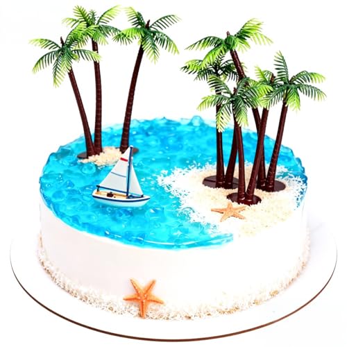 Image of NOLITOY 5 Pcs Plastic Palm Tree Ornaments: Mini Tropical Tree Figurines for Cake Topper Fish Tank -Micro Landscape Decor Coconut Plants
