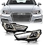 ACANII - For [HID/Xenon Model] 2017 2018 2019 Audi A4 LED DRL Projector Headlights Headlamps Pair Replacement Left+Right