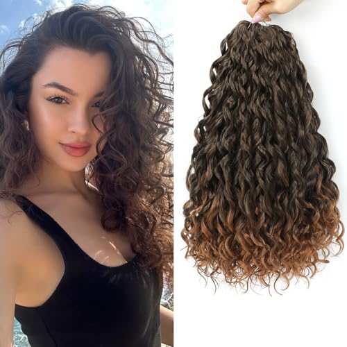 FANWYFYU 6Packs Deep Wavy Twist Crochet Braids Hair 14Inch French Curly Braiding Hair Pre-Looped Long Bohemian Crochet Hairs Water Wave Synthetic Curly Hair Extensions for Women and Girls (T1B-30)