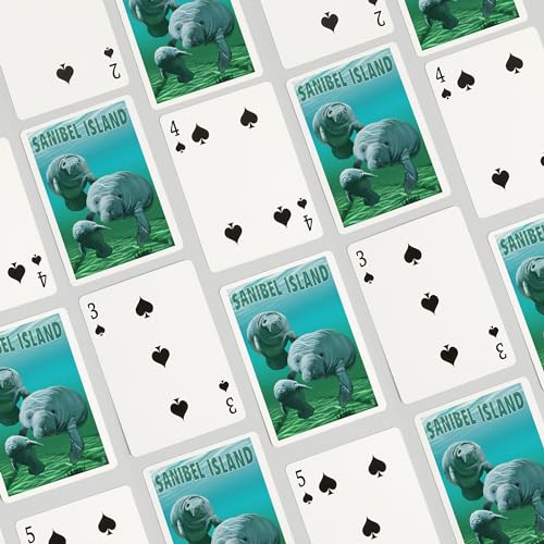 Sanibel Island Florida Manatíes Baraja de 52 Cartas Póker miniatura 4