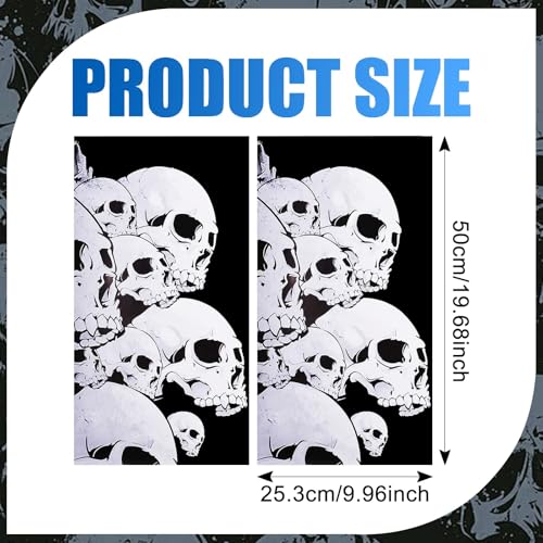 Image of JSCARLIFE Skull Car B-Pillar Sticker 3D Carbon Fiber Vinyl Decal, Waterproof UV Scratch Protection Film for Door Pillar Cover - DIY Black Auto Exterior Accessory for Most Cars SUV Sedan (White)