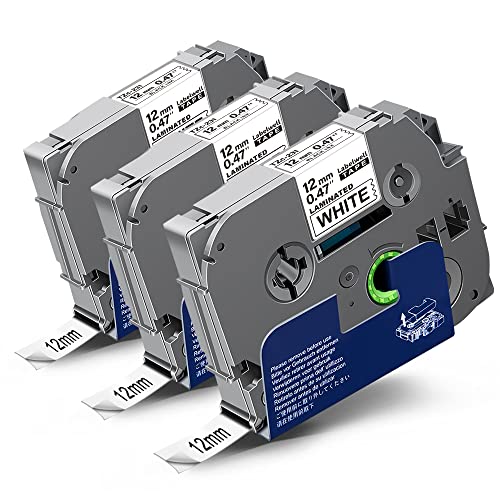 3x Labelwell Compatible Ruban pour Brother Tze-231 Tze231 Tz 0.47 12mm x 8m Noir sur Blanc pour Étiqueteuse P-Touch PT-1010 PT-1000 PT-H100LB PT-H107B PT-E110 PT-H500LI D600VP GL-H105