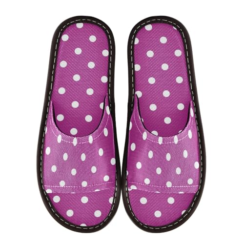 GuoChe Spa Sandal Indoor Reusable Cute Beach Sandals for Hotel Travel Party Polka Dots Purple Mid Century3