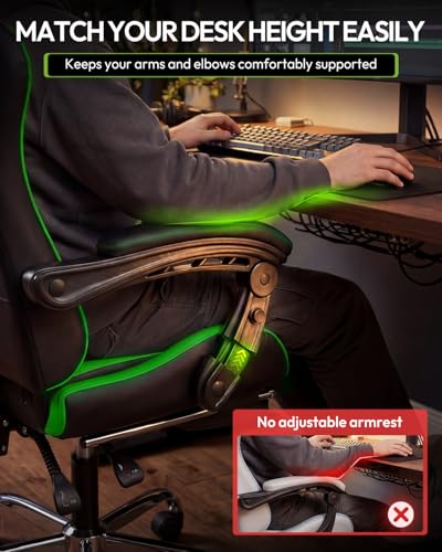 Image of Dowinx Ergonomic Gaming Chair with Footrest & Massage Lumbar, 2D-Linkage Armrests for Computer Chair 330lbs with Headrest Pillow for Office, Home, Streaming and Long Gaming Sessions, Green