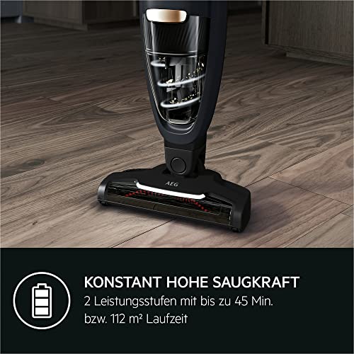AEG QX6-1-45AN Akku Staubsauger kabellos / Staubsauger beutellos / leise / Handstaubsauger akku / 45 min Laufzeit / leicht / Hartboden / 2in1 / Tierhaare / Hund / Katze / Teppich / Auto / grau – Bild 5