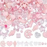 Faciles à utiliser:les perles roses kawaii sont munies d'un trou pour les enfiler.. Combinez et assortissez librement pour créer votre propre bracelet à breloques mignon., collier, ou cordon de téléphone