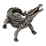 Toyvian 1Pc Mini Brass Crocodile Figurine Animal Sculptures and Statues Fish Tank Ornaments Feng Shui Statue Home Decor(2. 95X2. 63X1. 57inch)