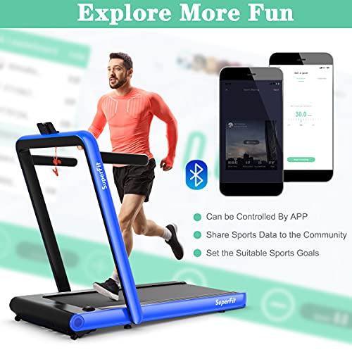 Image of Goplus 2 in 1 Folding Treadmill, 4.75HP Superfit Under Desk Electric Treadmill with APP Control, LED Touch Screen, Blue Tooth Speaker, Remote Control, Walking Jogging for Home Office