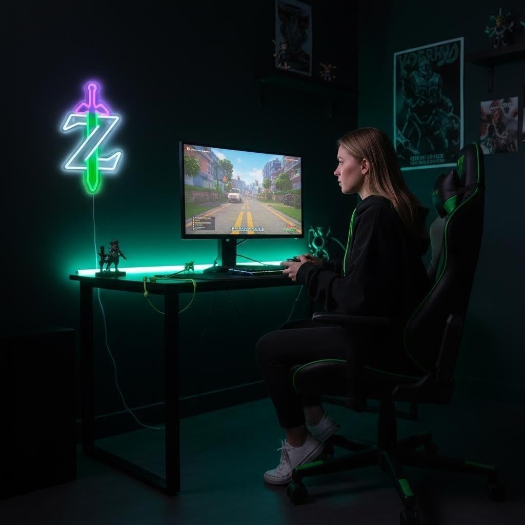 Neon Sign LED Light, Sword Z LED Sign for Gaming Room Decor - Gamer Gifts for Zelda Fans (White Z) - Image 3