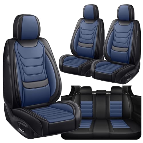 Image of Car Seat Covers Fit for Chevrolet Tahoe 1995-2025, Leather Automotive Seat Covers for Trucks, Heavy-Duty Wear Resistant Seat Protectors, Easy to Install, 5 Seats, Black Blue