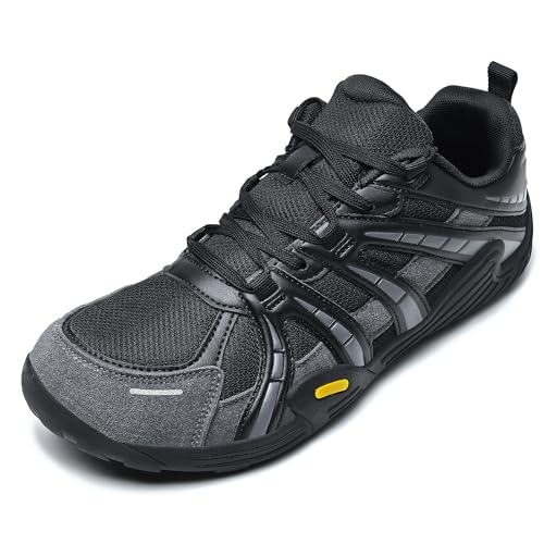 Meik Mangni Zapatillas Barefoot Hombre Transpirables Zapatos Descalzos Zapatillas Deportivas Minimalistas Antideslizantes Exterior Negro 42EU