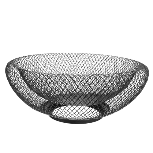 VILLCASE Cesto di Frutta in Metallo a Doppio Strato Rete Traspirante, Portafrutta da Banco in Ferro Nero per Cucina, Organizzatore di Snack e Verdura, Cesta Portaoggetti Funzionale per Piano di Lavoro
