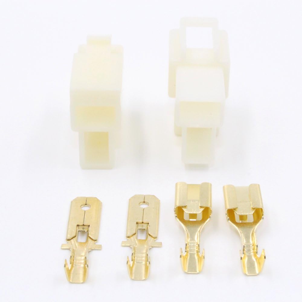 5Sets 2Pin Way Electrical Wire Connector Plug, 6.3mm Male Female Socket Plug, Terminal for Motorcycle Car