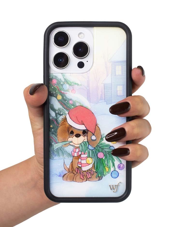 Image of Wildflower Cases - Compatible with iPhone 16 | Protective Black Bumper, 6.5ft Drop Test Certified, Women Owned Small Business | Christmas Season Gift Dog Santa | Precious Moments Collab - Holiday Pup