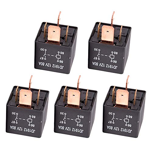ESUPPORT 5Pack Relé Automotriz de Alta Resistencia DC 12V 80A 4Pin SPST miniatura 1
