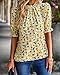 BTFBM Womens Tops 2026 Dressy Casual Blouses Summer Spring Clothes Mock Neck Short Sleeve Shirts Business Work Fall Outfits(Floral Yellow, Small)