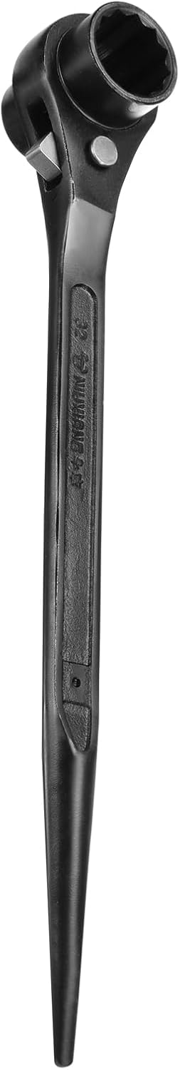 HARFINGTON Scaffolding Podger Ratchet Wrench 30mm x 32mm CR-V 12 Point Double Ended Socket Ratcheting Podger Scaffold Spud Spanner Tool for Auto Repair Mechanical Maintenance, Black