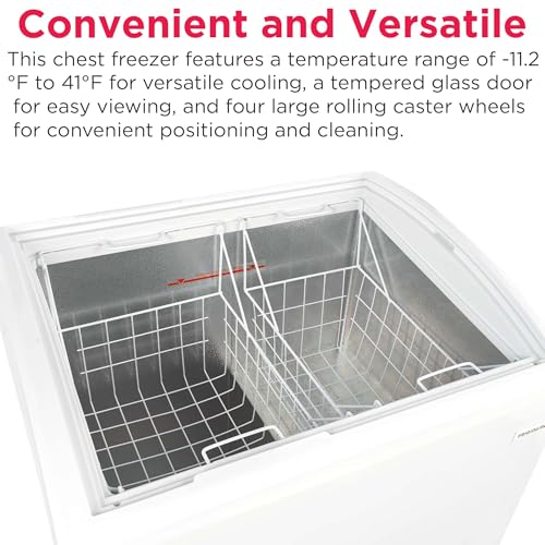 Frigidaire Convertible Chest Freezer, Glass Top Storage Case, 6.5 Cu. Ft., Rolling Caster Wheels, Adjustable Temperature - image 6