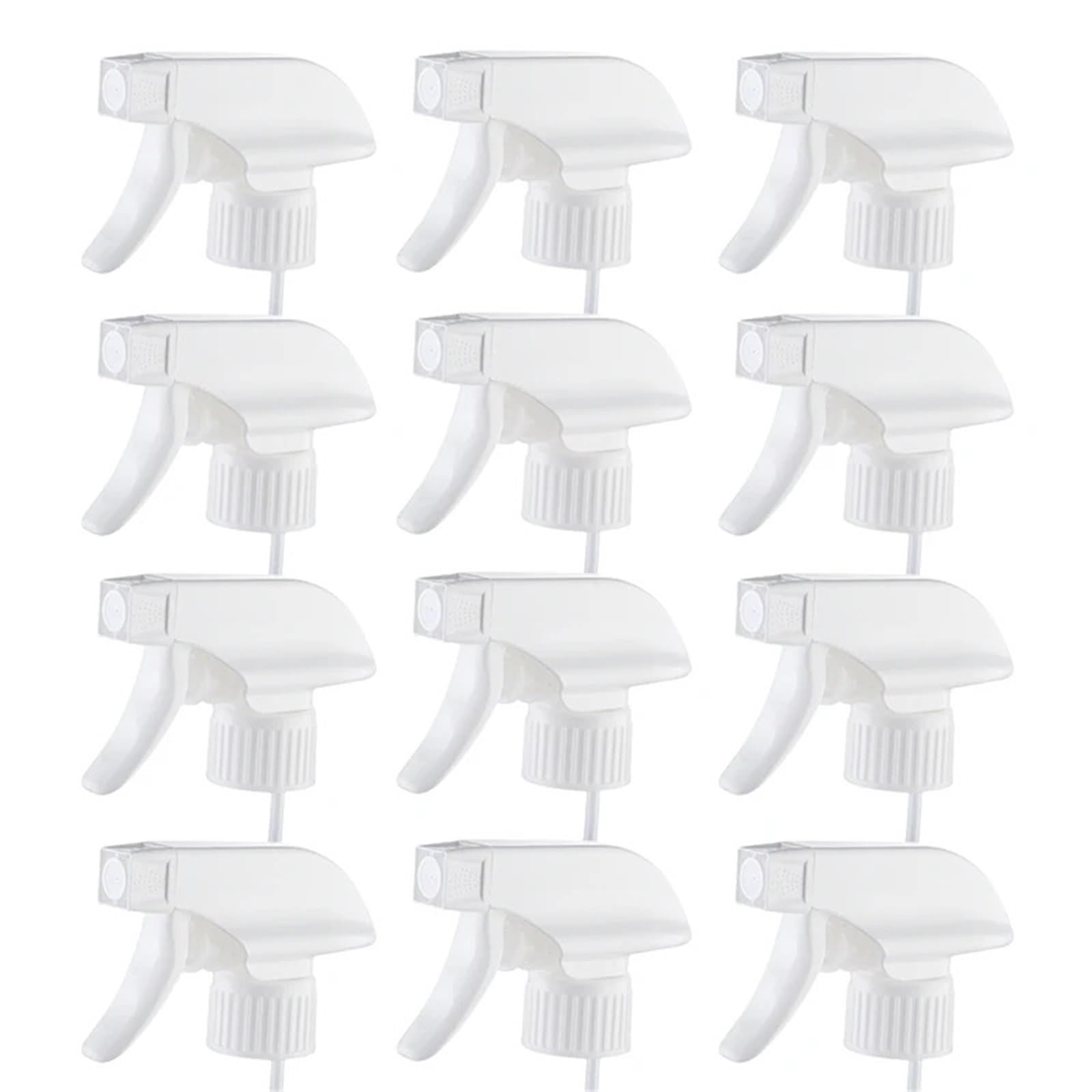 LCANALLYMS Spray bottle nozzle, 12Pcs Plastic Heavy Duty Trigger Sprayer Spray Bottle Nozzle Head(White)