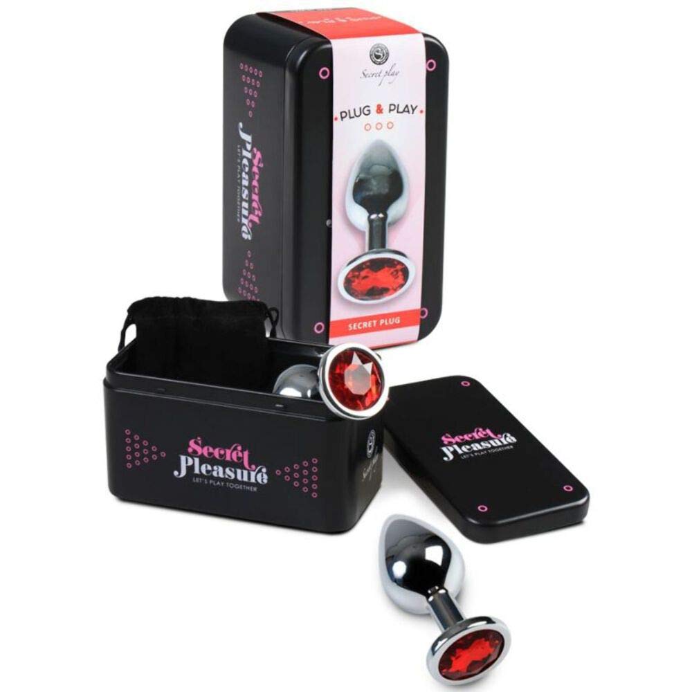 Secret Moments Plug Anal Metal Pequeno Rojo Con Bolsa
