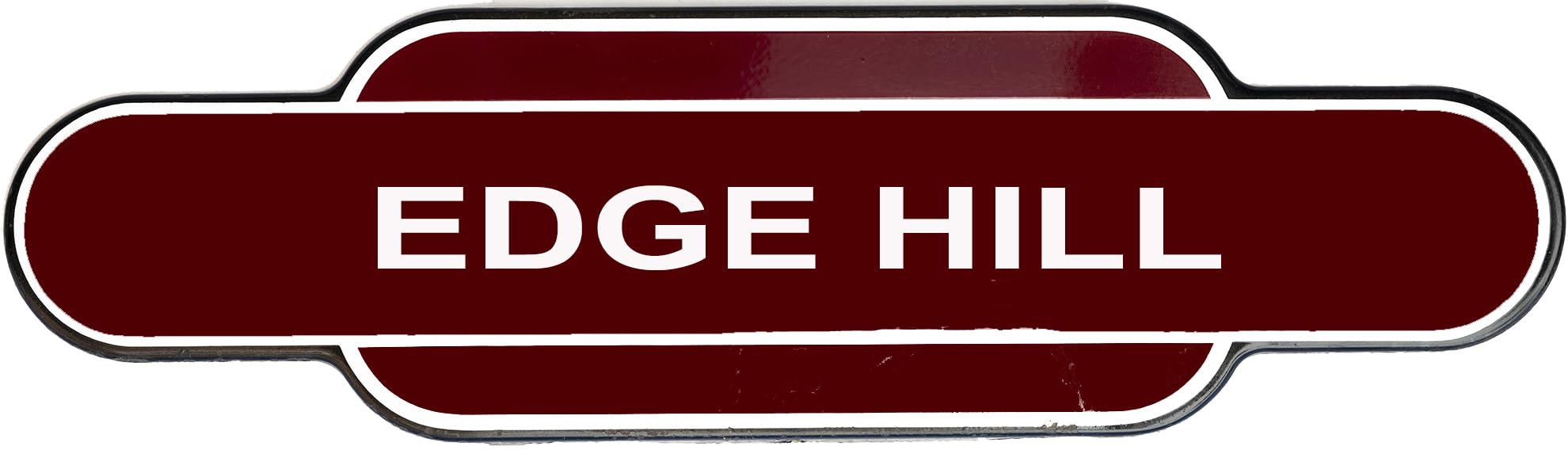 Railway Station Totem Sign, Stations Or Personalised Metal, Multiple Colours and Sizes, Rust-Proof (405X105 MM, EDGE HILL)