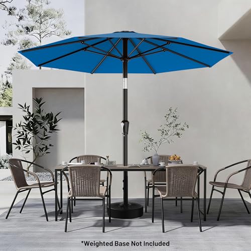Image of AreShark 9 FT Patio Umbrella for Outdoor, Outdoor Table Umbrella with Push Button Tilt and Crank, Outdoor Patio Umbrellas with 8 Sturdy Ribs for Market, Garden, Pool (Royal Blue)