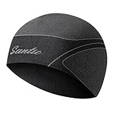 [サンティック] メンズ サイクルキャップ インナーキャップ 裏起毛 防寒 帽子ヘルメット用 ロードバイク 秋冬 弹力 耳あて 自転車 スキー 登山 ブラック