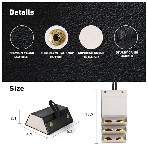 Image of Travel Sunglasses Organizer, Sunglasses Travel Case for Multiple Pairs, Multiple Glasses Travel Case for Women, Men