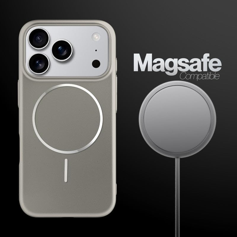 Image of AIBEX Ultra-Thin Mag-Saf Back Cover Case Compatible with iPhone 17 Pro| Slim Fit Scratch-Resistant Matte | Magnetic Wireless Charging | Microfibre Lining | Camera Protection (PC Material) - Titanium