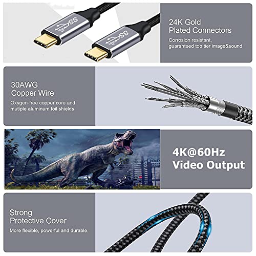 USB-C to USB-C 3.1 Gen2 Cable 10Gbps Data Transfer, 100W 20V/5A 3.3ft USB Type C PD Fast Charging Cable 4K Video Output Compatible with… – Ansicht 6