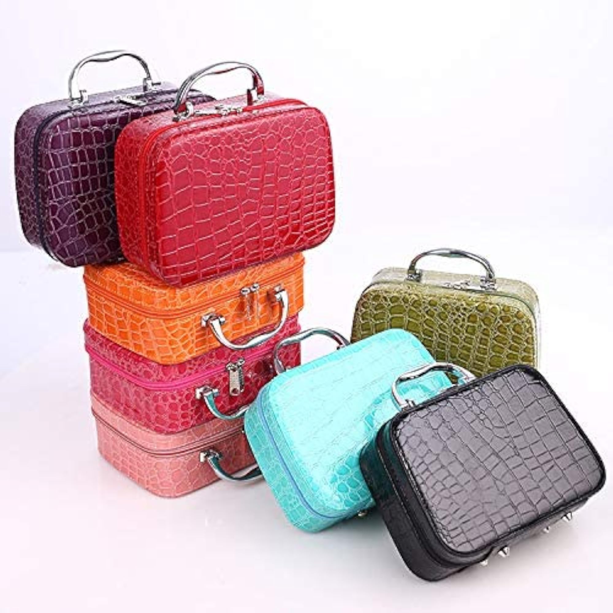 Stylish Makeup Box for Women, Cosmetic Organizer with Mirror
