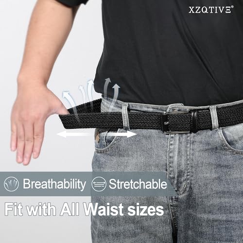 Image of XZQTIVE Braided Stretch Belt Mens Gift Elastic Woven Belt for Golf Casual Pants Shirts Jeans