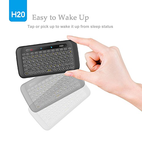 H20 Mini Wireless Handheld Keyboard Remote with Touchpad Mouse Combo Backlit 2.4Ghz Rechargeble Work with USB Receiver for Computer,Android Tv Box,HTPC,IPTV,PC,Windows,OS etc