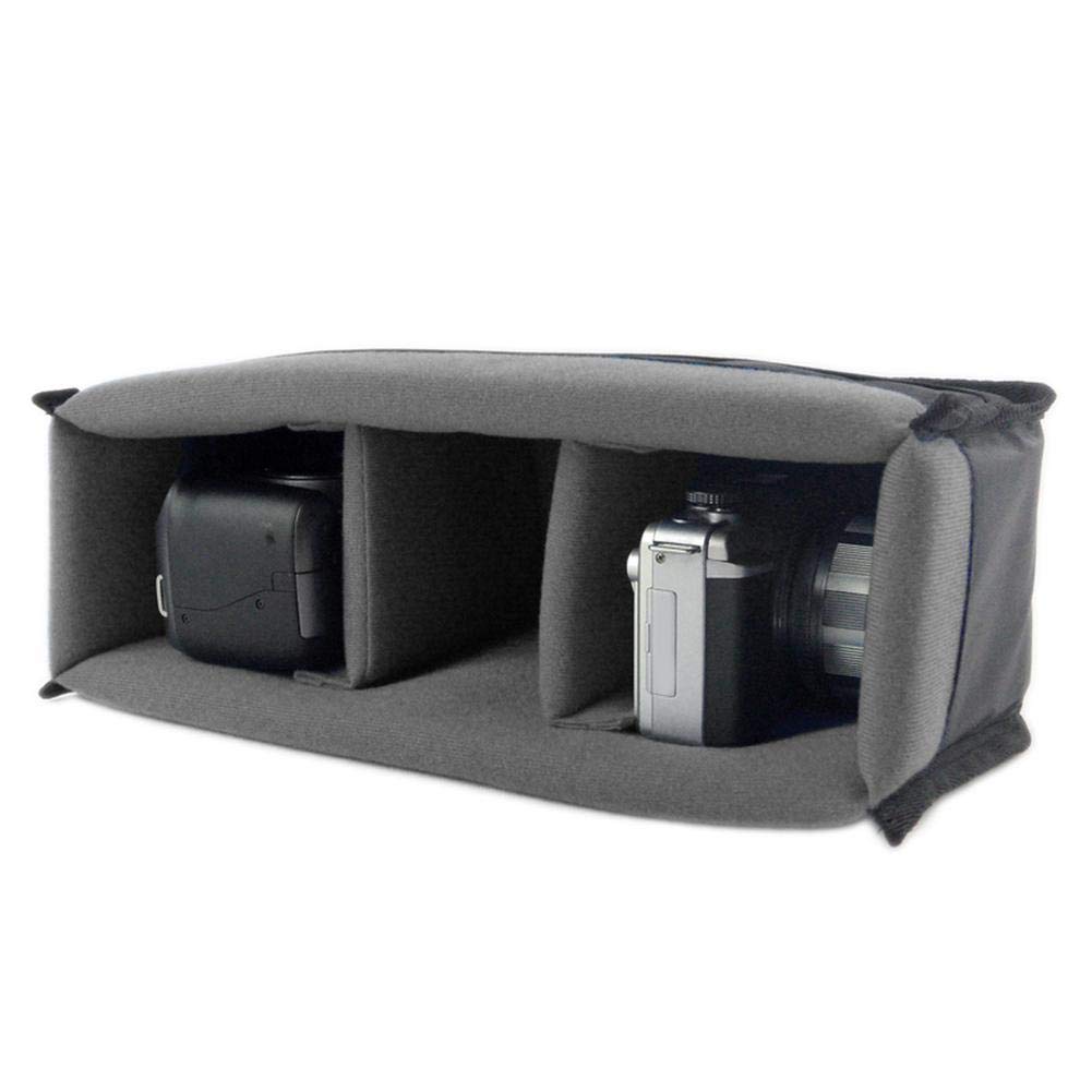 Borsa con inserto per fotocamera,divisorio imbottito morbido regolabile Protezione addensata antiurto Impermeabile Fotografia Borsa per il trasporto Custodia con gancio/Anello per fotocamera (Grigio)