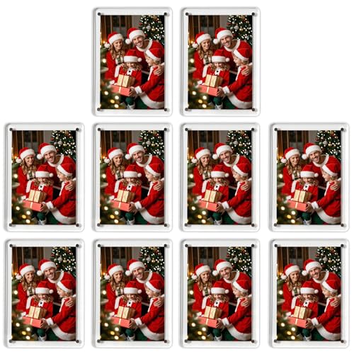 Eyaeyao Acrylic Fridge Magnetic Frame, 10 Packs Double Sided Refrigerator Magnet Picture Frame, Polaroid Frames For Photos Mini Frame Clear, Fridge Photo Frame Clear Display Frameless