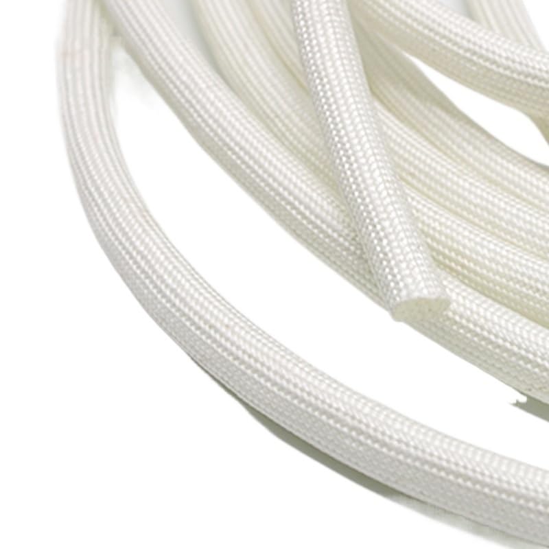 Cosyhat 1/3/5M White Cable 600°C High Temperature Braided Soft Fiber Tubing Insulation Cable Sleeving Tube 1-50mm Diameter(3 Meter,14mm)
