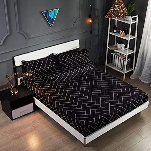 jejeloiu Juego de cama suave y de lujo para niños y adultos, tamaño doble, reversible, patrón geométrico con 1 funda de almohada (sin sábana plana)