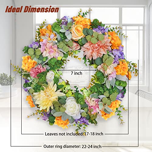 Summer Wreaths For Front Door, Soomeir Spring Hydrangea Wreath, Peony And Rose, Floral Door Wreaths For All Seasons Outdoor, Large Home Decorations For Welcome Farmhouse Indoors #TOP1
