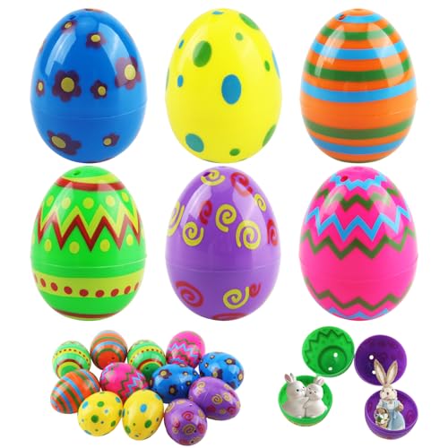 Vaskula 36Pcs Oeufs de Paques 6cm Coquille Vide Oeufs de Paques Plastique pour Les Décorations de Pâques Les Bonbons Les Cadeaux de Fête sur Le Thème des...