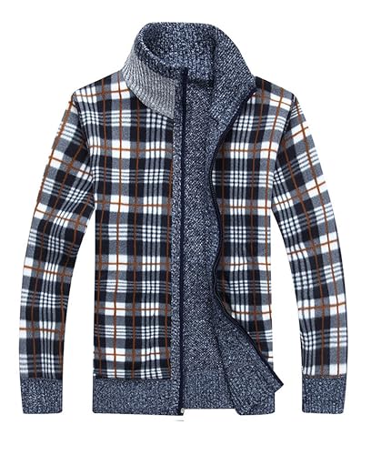 LemonGirl Mens Casual Slim Full Zip Knitted Cardigan Sweater with Pocked3