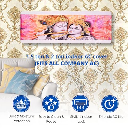 Image of Printed Split Ac Cover Combo Indoor Unit For 1.5 Ton Capacity AC, Inner Unit Ac Cover, All Weather Cover /Attractive Digital Prints /Dustproof /Water Resistant